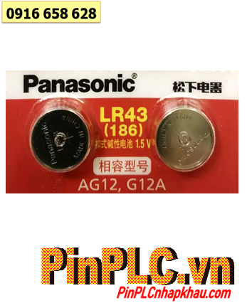 Panasonic LR43 AG12; Pin cúc áo 1,5v Alkaline Panasonic LR43 AG12, Pin đồng hồ AG12 chính hãng 